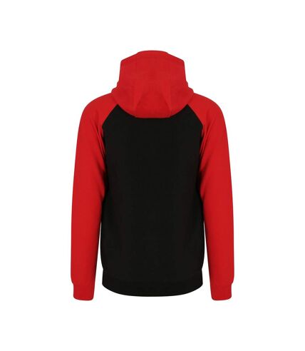 AWDis Just Hoods Mens Baseball Zoodie (Jet Black/Fire Red)