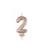 Bougie d'Anniversaire Chiffre 2 7cm Rose Gold