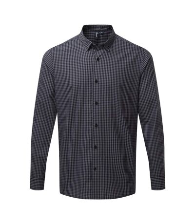 Premier Mens Maxton Check Shirt à manches longues (Acier/Noir) - UTPC3905