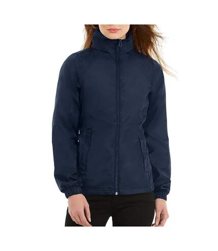 B&C Womens/Ladies ID.601 Hooded Showerproof Windbreaker Jacket (Navy) - UTRW3523