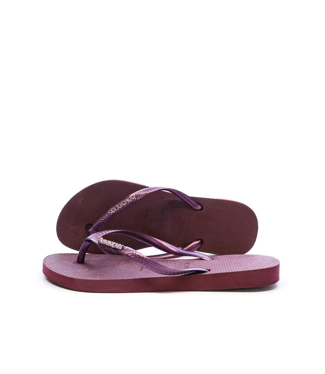 Tongs violet femme havaianas slim logo infradito-1