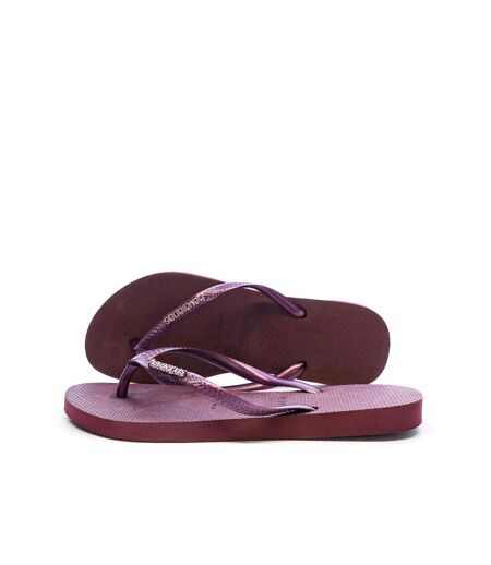 Tongs violet femme havaianas slim logo infradito