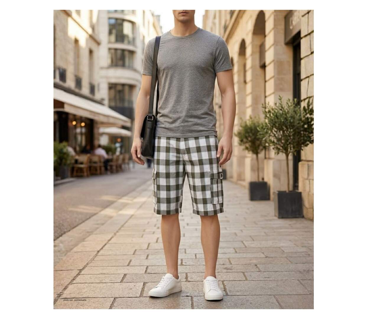 Bermuda homme WINCHESTER IDRA1B blanc à carreaux : le short en coton confortable et stylé-5