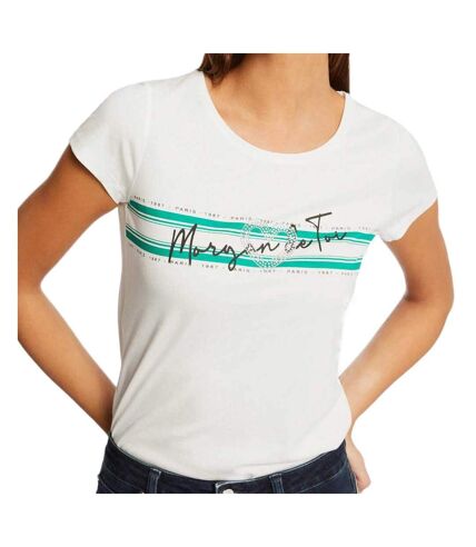 T-shirt Blanc/Vert Femme Morgan Dtoi - S