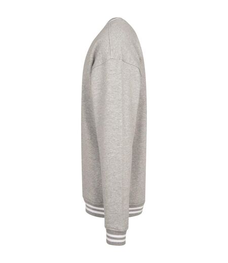 Sweat College Adulte Gris Chiné Blanc Build Your Brand