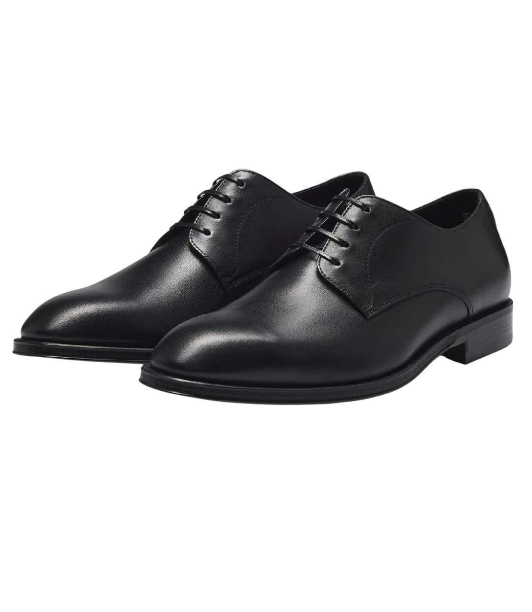Mens Leather Low Block Heel Formal Shoes Dark Brown Boss-3