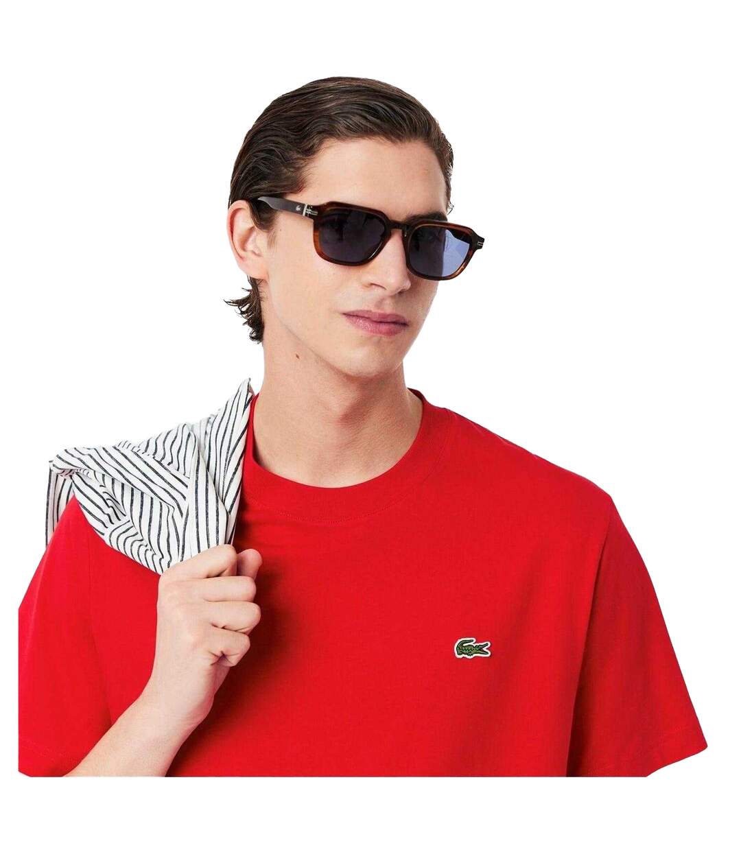 T-shirt Motif/style Logo Brodé Homme Rouge Lacoste-4