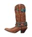 Womens/ladies Crush Leather Strap Mid Calf Cowboy Boots Brown Durango-4