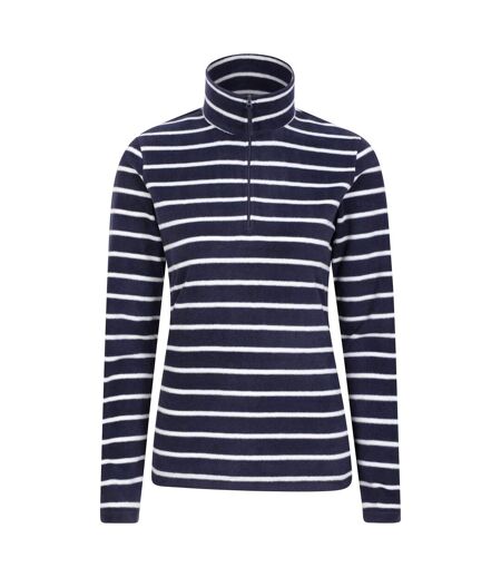 Womens/ladies camber striped half zip fleece top navy Mountain Warehouse