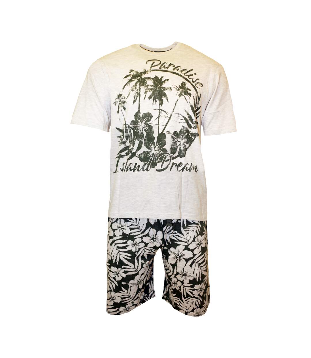 Ensemble de pyjama paradise island dream homme beige / kaki chiné Cargo Bay-1