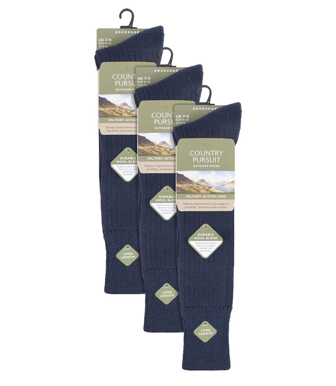 Country Pursuit - 3 Paires Homme Chaussettes Laine Wellington