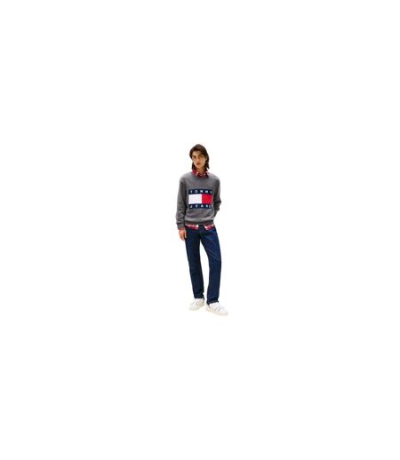 Pull Motif/style Logo Et Drapeau Homme Noir Chiné Tommy Jeans