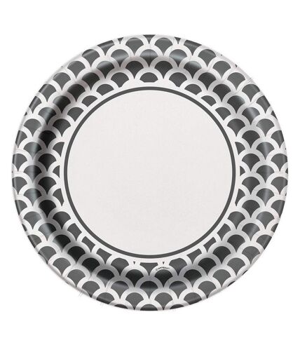 Unique Party Scallop Disposable Plates (Pack of 8) (Silver/White) (One Size) - UTSG35333