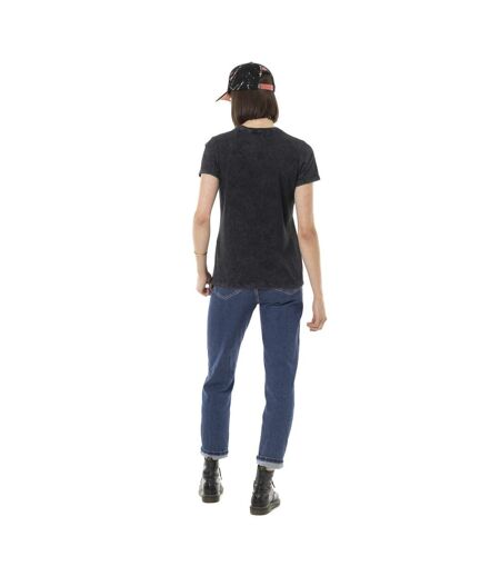 T-shirt femme uni col rond délavé et print devant Motor Vondutch