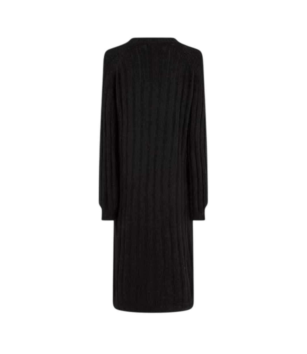 Robe Mi-longue Manches Longues Femme Noir Pieces-3