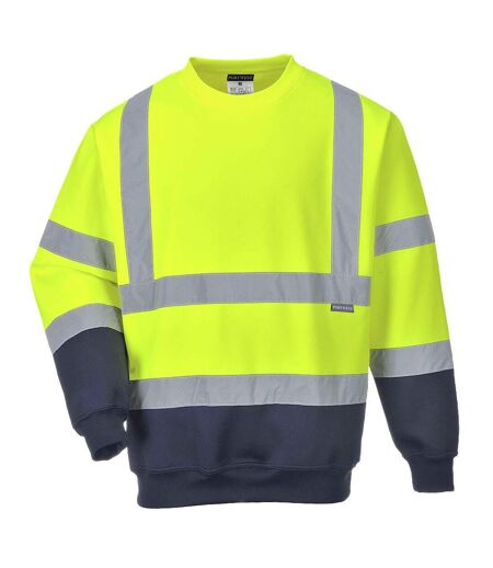 Portwest Mens Contrast Hi-Vis Sweatshirt (Yellow/Navy) - UTPW604