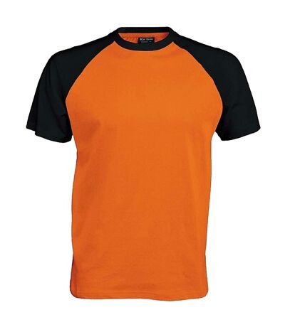 Kariban Mens Short Sleeve Baseball T-Shirt (Orange/Black)