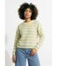 Pull duveteux col rond, rayures pastel-1