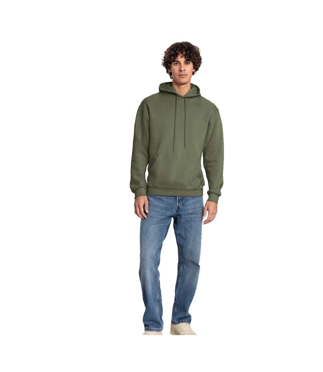 Sweat Uni À Capuche Iconic Premium Adulte Vert Kaki Fruit Of The Loom-4