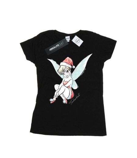 Disney T-shirt en coton Femme/Femme Fée Clochette de Noël (Noir) - UTBI43841