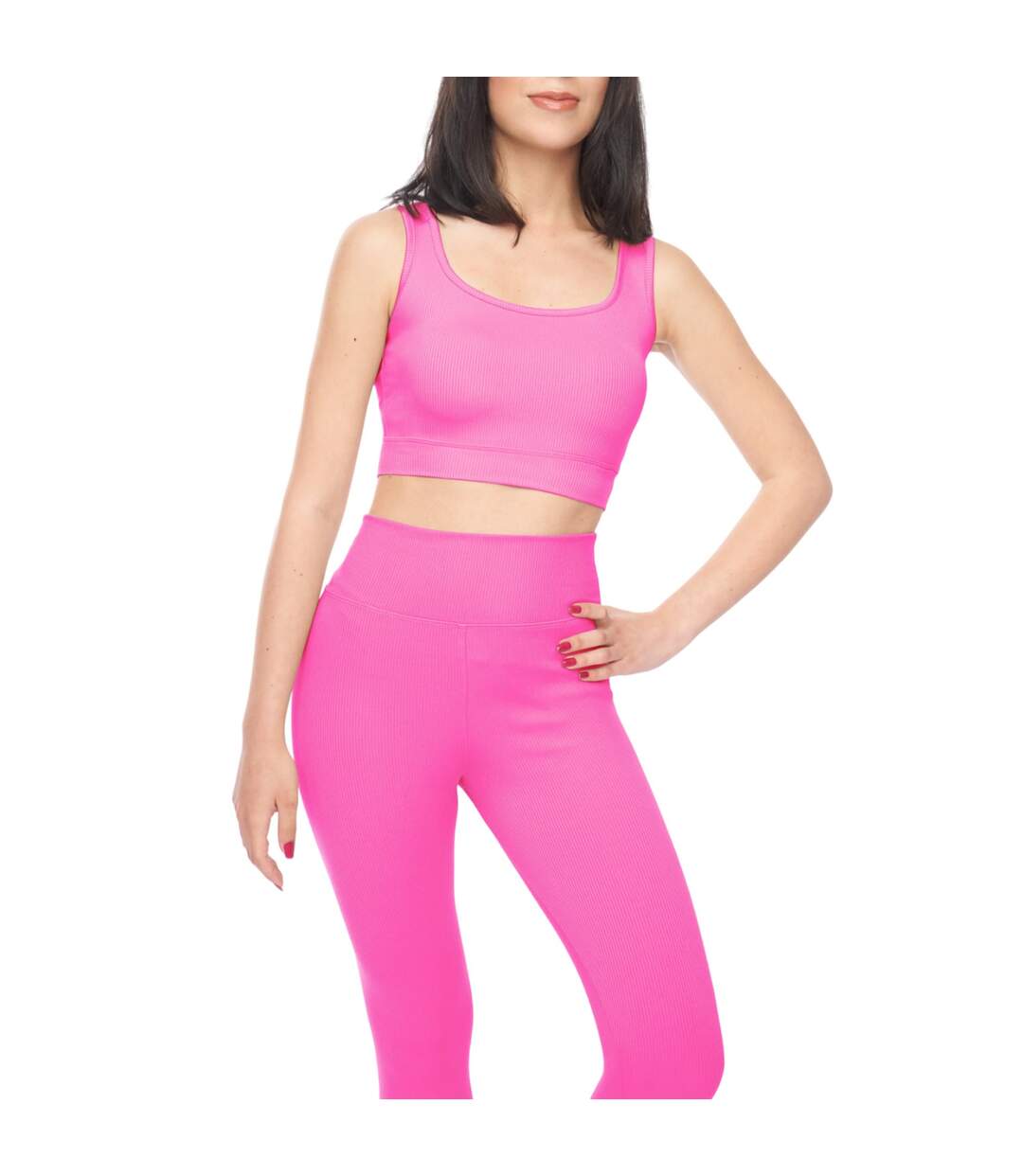 Womens/ladies Zelal Ribbed Leggings Fuchsia Lookus-1