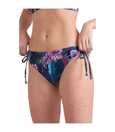 Womens/ladies Lona Floral Side Tie Bikini Bottoms Dark Blue Animal