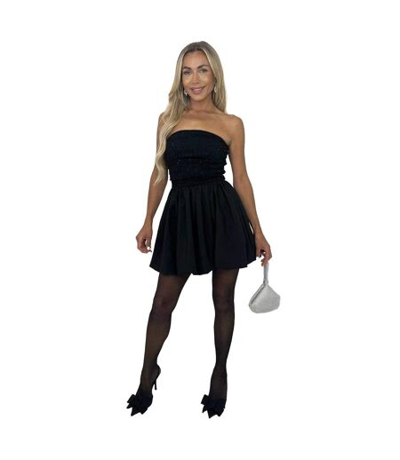 Womens/ladies Bubble Mini Dress Black AX Paris