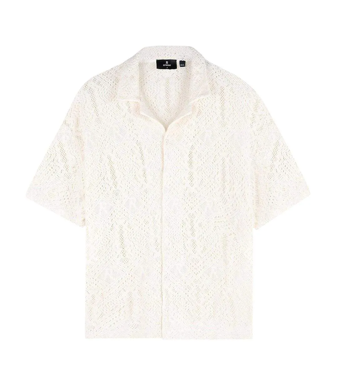 Mens Cotton Crochet Detail Shirt Off White Represent-2