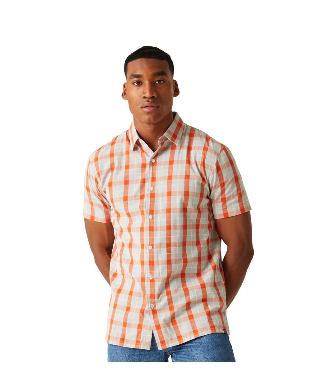 Chemise denmoor homme gris argenté / rouge orangé Regatta