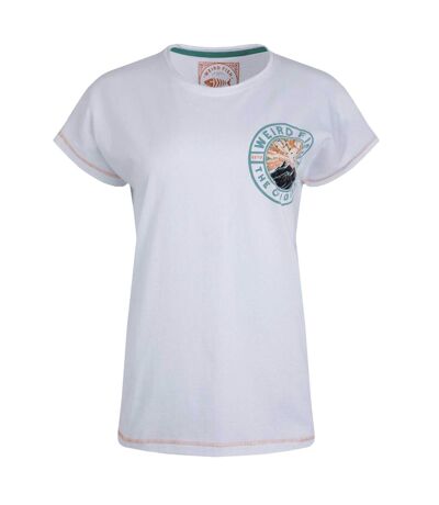 Womens/ladies sunset summit graphic back print t-shirt white Weird Fish