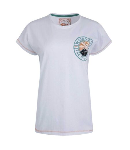 Womens/ladies sunset summit graphic back print t-shirt white Weird Fish