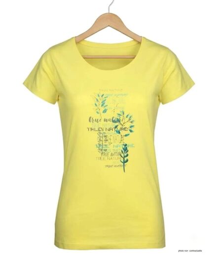 Tee-shirt Mayflower Dojo1 en coton jaune : l'éclat de la nature et son motif Herbier