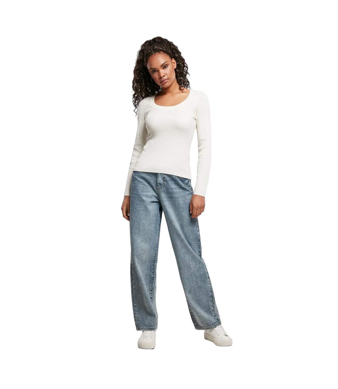 Pull Manches Longues Femme Sable Blanc Urban Classics-1