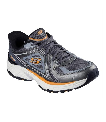 Mens Mesh Metallic Insert Trainers Grey Orange Skechers