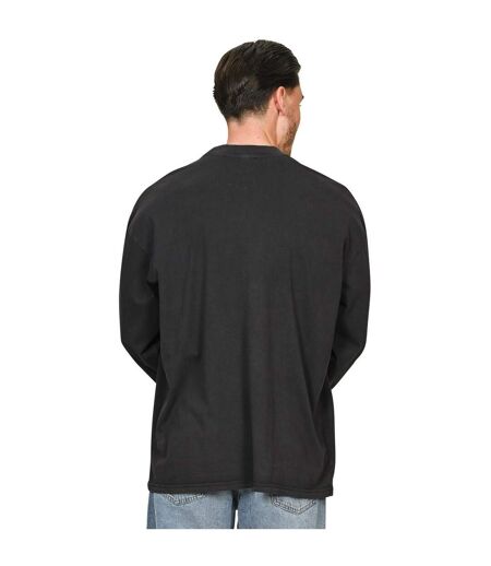 Mens acid wash combed ringspun cotton extended neckline oversized long-sleeved t-shirt acid black Casual Classics