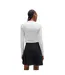 Womens/ladies Logo Slim Long-sleeved Crop T-shirt White Hugo-3