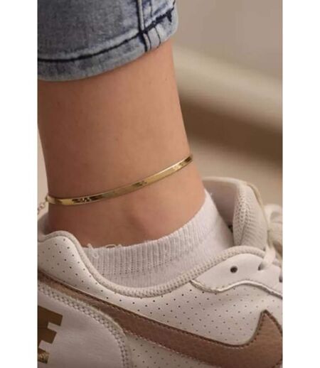 Stainless Steel Gold Cuban Link Flat Snake Gourmet Chain Layering Foot Anklet