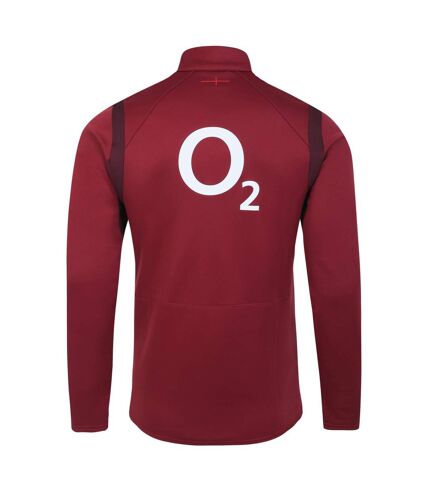 Umbro Mens 23/24 England Rugby Half Zip Fleece Top (Tibetan Red/Zinfandel/Flame Scarlet)