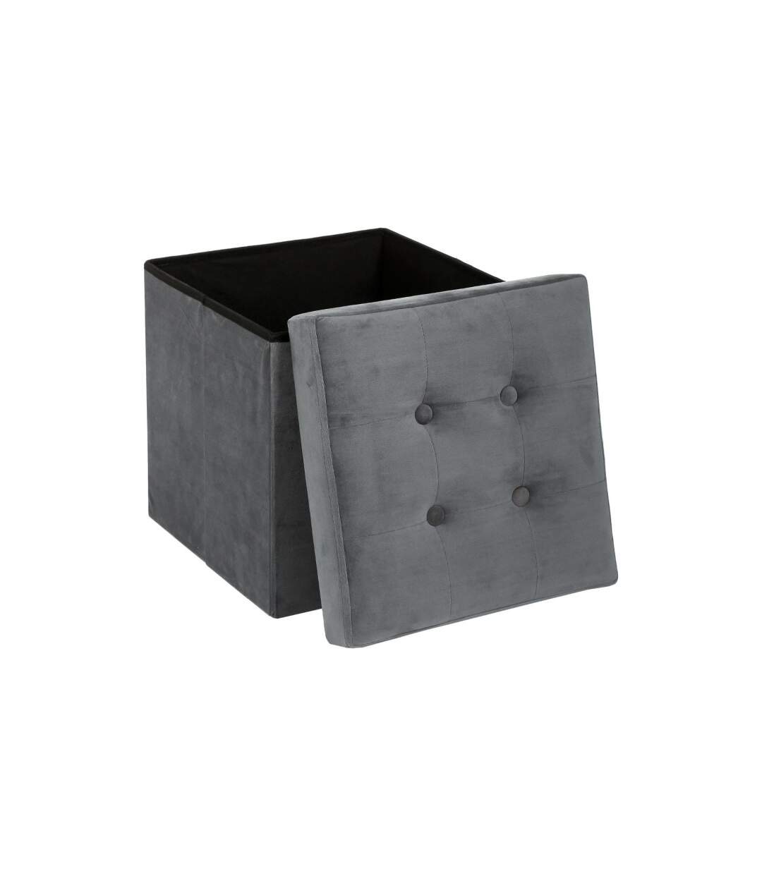 Pouf Pliable Velours Lysandre 38x38cm Gris-2