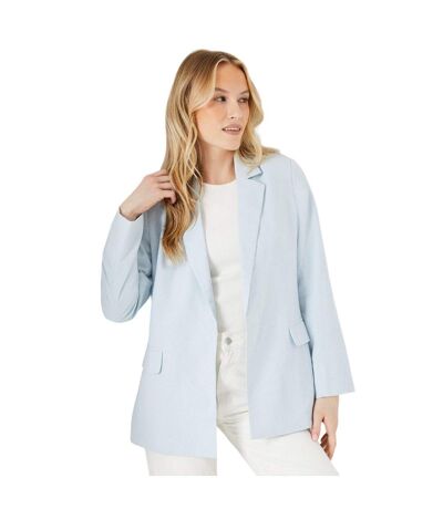 Womens/ladies linen-look boyfriend blazer blue Dorothy Perkins