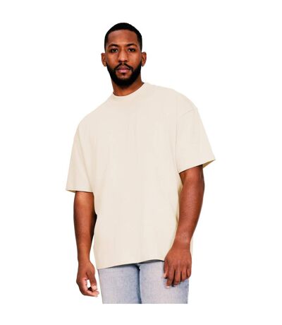Casual Classics Mens Ringspun Cotton Extended Neckline Oversized T-Shirt (Ecru)