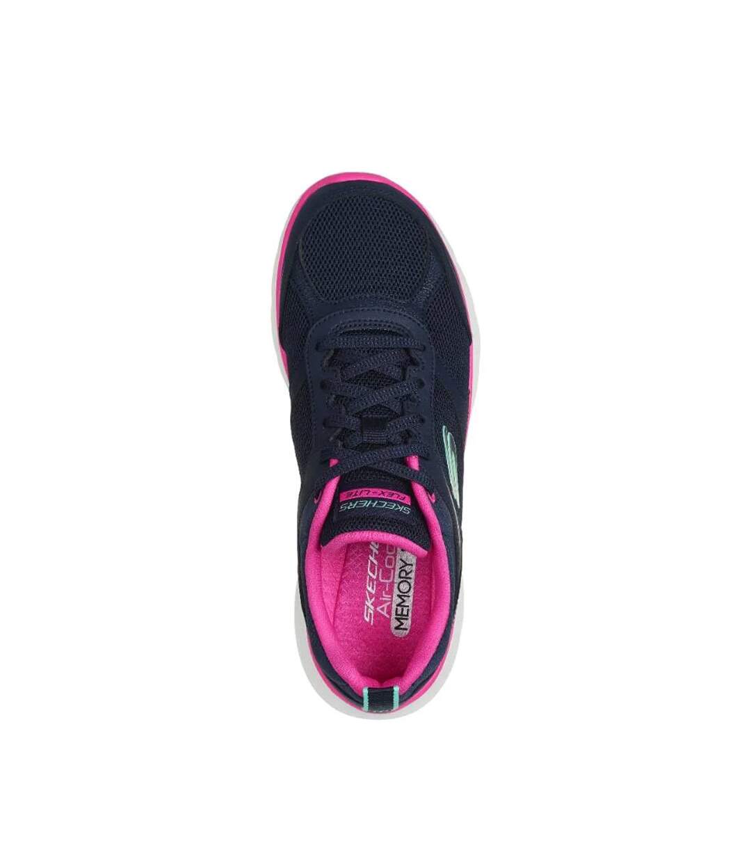 Womens/ladies Flex Appeal 5.0 Fresh Touch Leather Trainers Navy Hot Pink Skechers-4