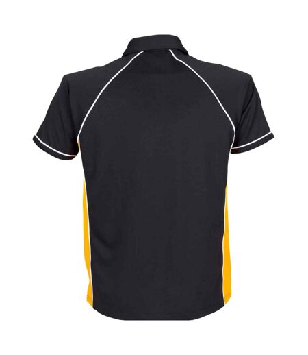 Mens Performance Piped Polo Shirt Black Amber White Finden And Hales