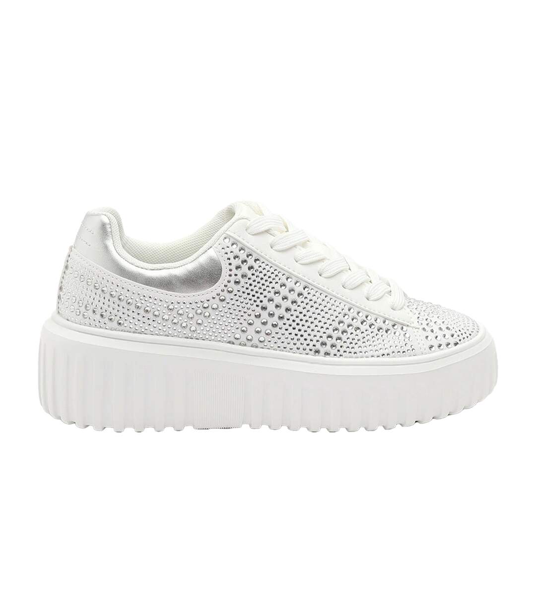 Womens/ladies Diamante Diamante Trainers White Where´s That From-2
