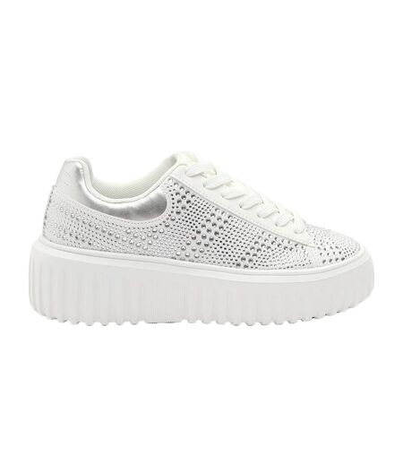 Womens/ladies Diamante Diamante Trainers White Where´s That From