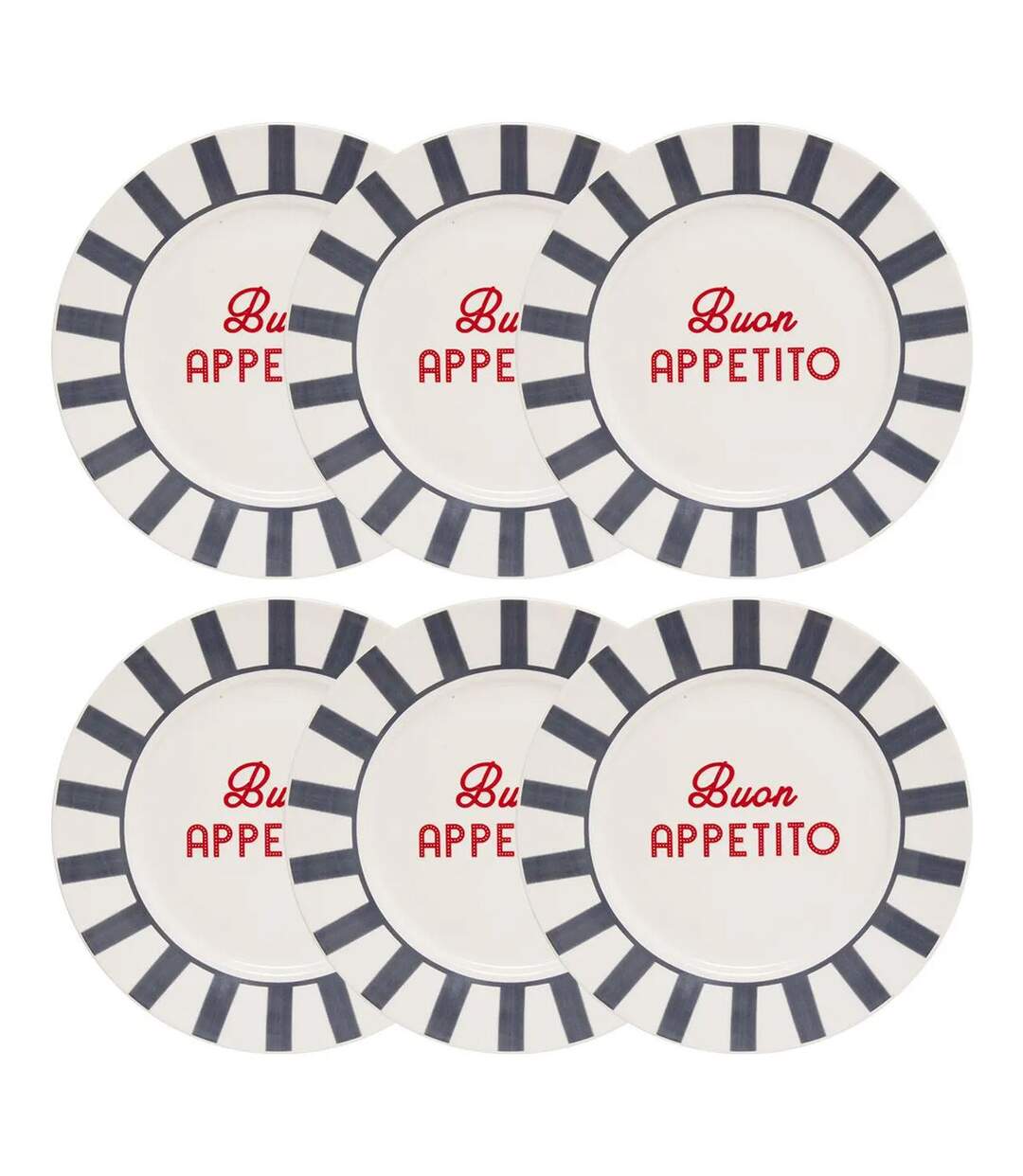 Lot de 6 Assiettes Plates Della Pasta 26cm Multicolore-2