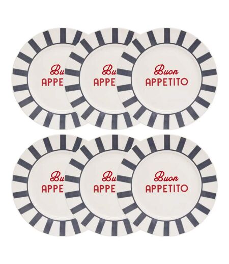 Lot de 6 Assiettes Plates Della Pasta 26cm Multicolore