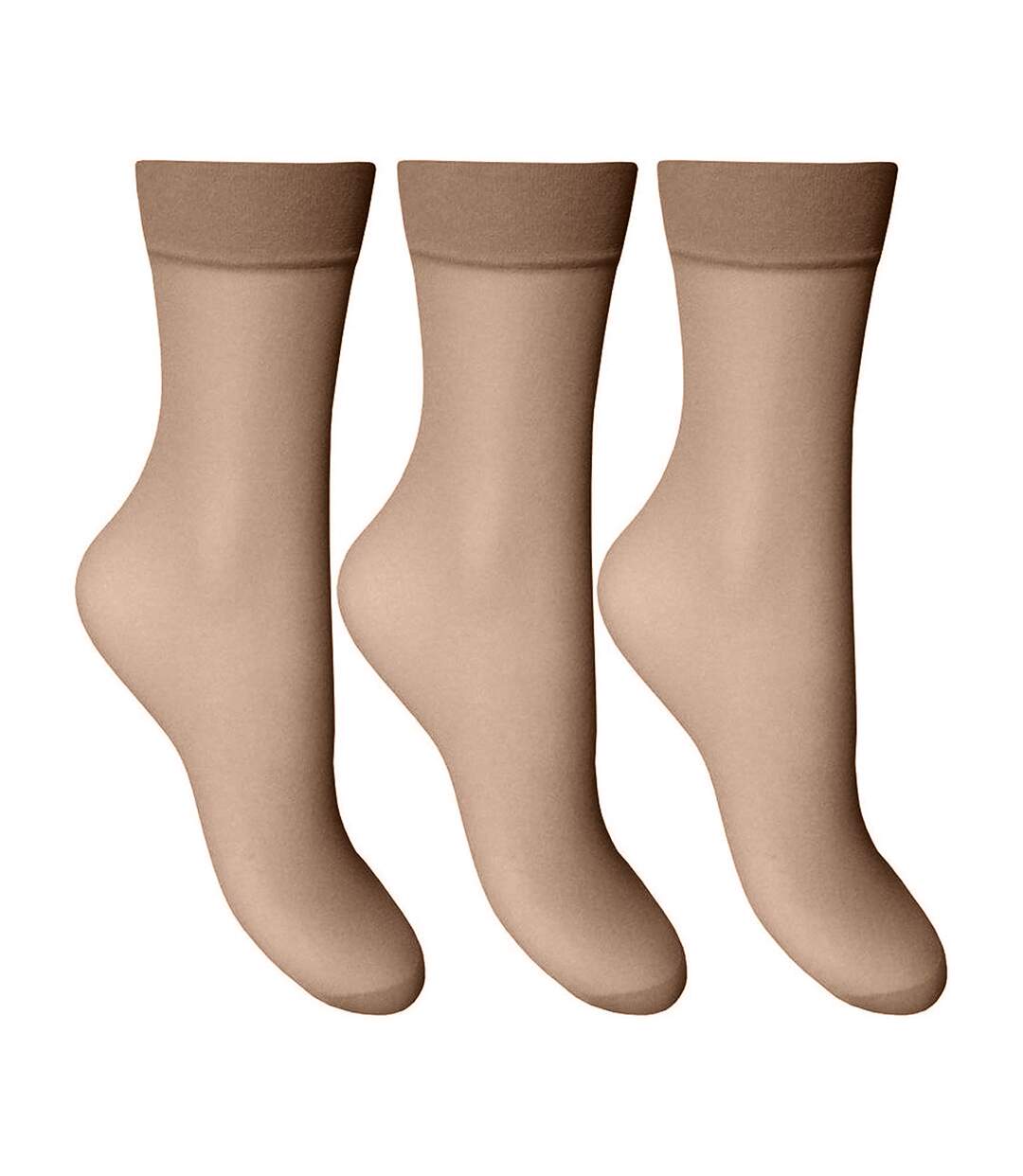 Chaussettes invisibles 3 paires femme marron Joanna Gray-1