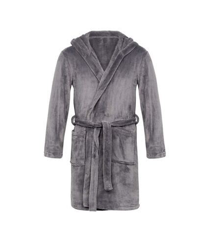 Mens backdraw hooded robe grey marl Crosshatch