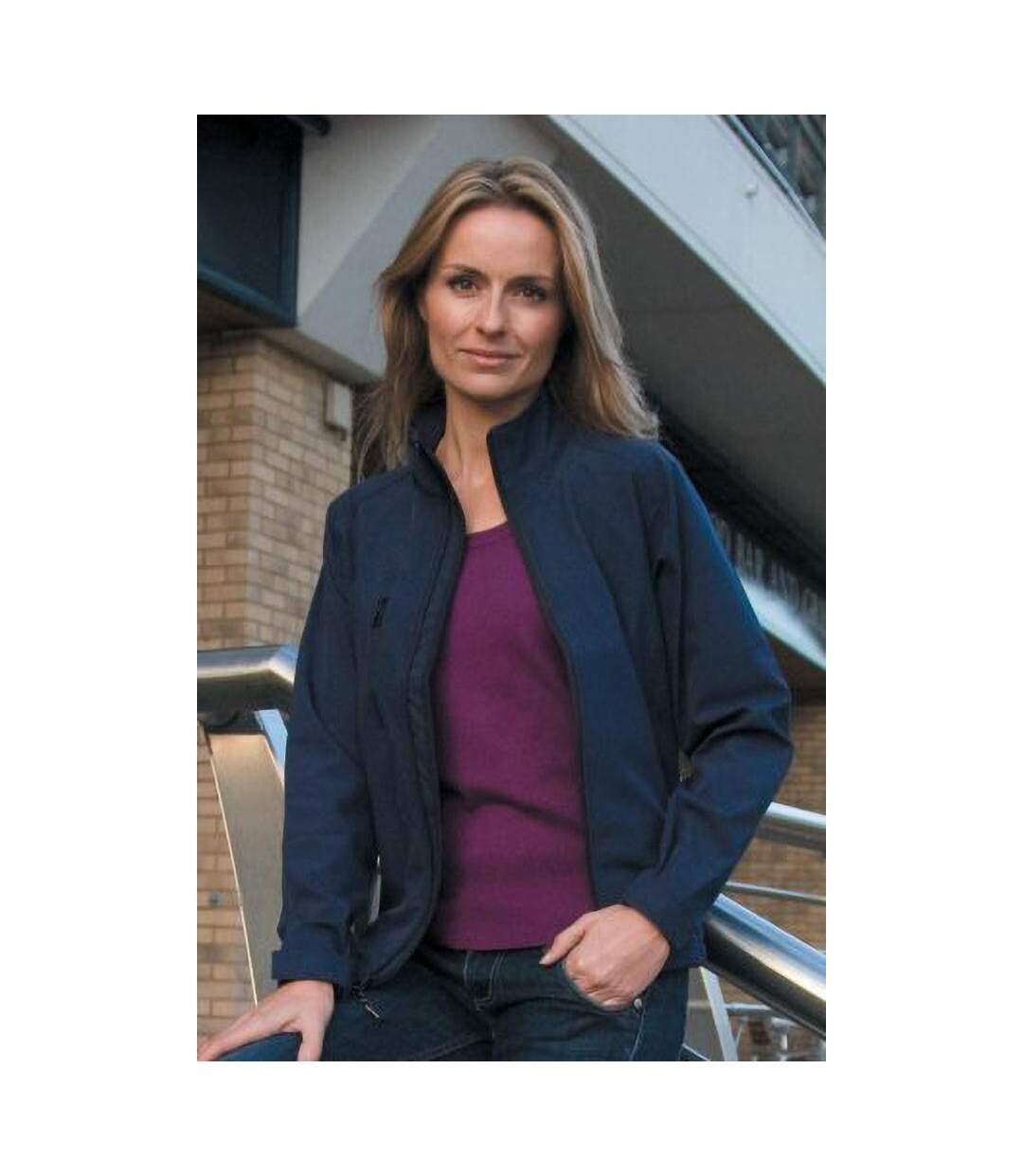 Ladies/womens La Femme2 Layer Base Softshell Breathable Wind Resistant Jacket Navy Blue Result-1
